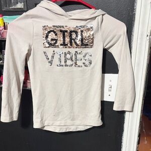 One Step Ahead Cream Hoodie with Sequin Design